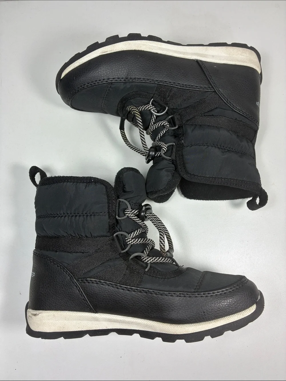 Weestep Kids Black Waterproof Snow Boots with Reflective Laces, size 13